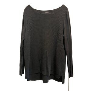 Talbots Women’s Size XL Long Sleeve Crewneck Sweater Black Knit Rayon Cotton